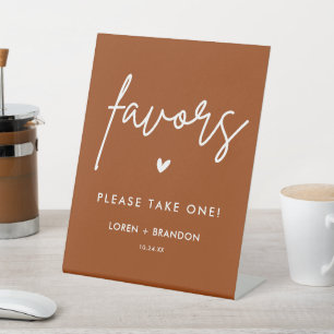 Terracotta Wedding Favours   Please Take One Pedestal Sign