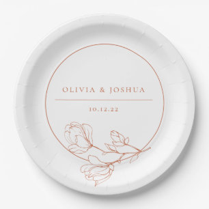 Terracotta Wedding Floral Personzlized Paper Plate