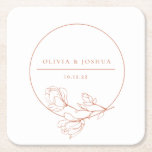 Terracotta Wedding Floral Personzlized  Square Paper Coaster<br><div class="desc">This is Modern Terracotta Boho Wedding Paper Coaster set, that will add a touch of elegance to your Wedding party decor, and rust and desert shades will be great for Fall Wedding. Coasters are easy to personalise with the bride and groom's names and the date of wedding. Matching items including...</div>