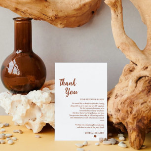 Terracotta wedding guess table thank you card