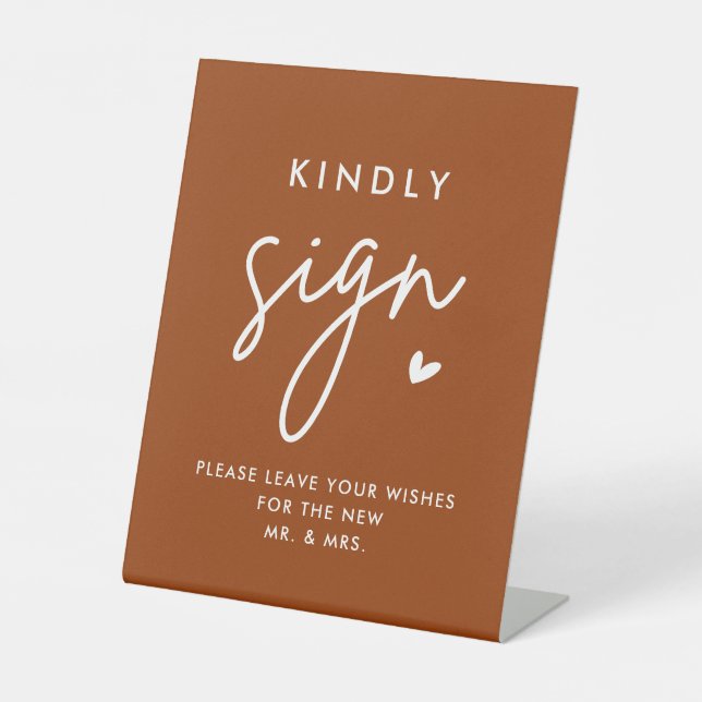 Terracotta Wedding Guest Book Kindly Sign (Front)