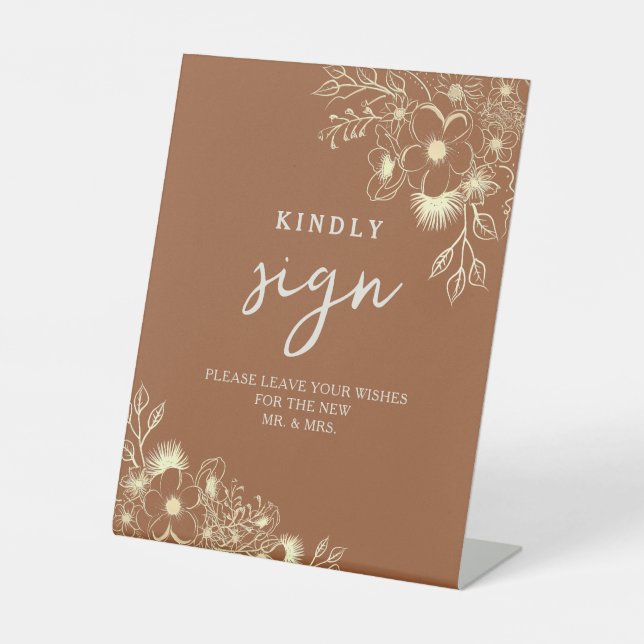 Terracotta Wedding Guest Book Pedestal Sign (Front)