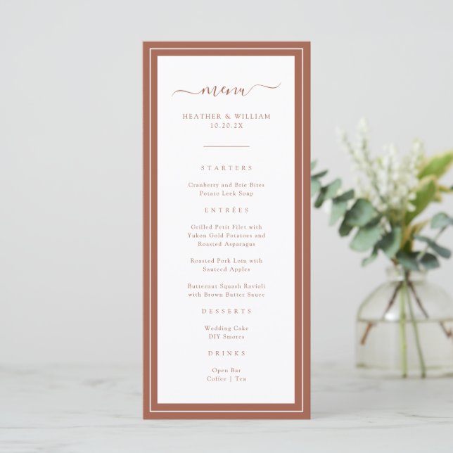 Terracotta Wedding Menu (Standing Front)