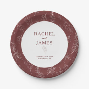 Terracotta Wedding Minimalist Elegant Reception Paper Plate