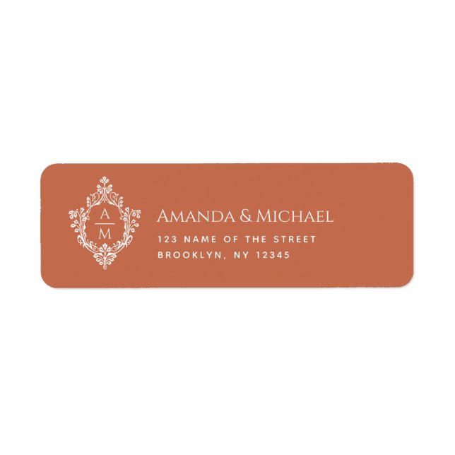 Terracotta Wedding Monogram Vintage Crest  (Front)