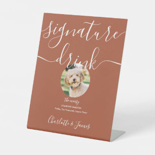 Terracotta Wedding Pet Signature Drink  Pedestal Sign