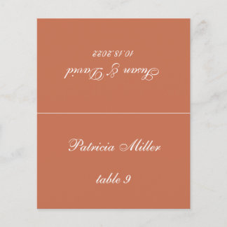 Terracotta Wedding Place Card - Printed Guest Name