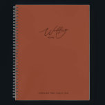Terracotta Wedding Plans Notebook<br><div class="desc">Terracotta wedding plans notebook. Modern calligraphy highlights the front,  background colour covers both sides with a tiny heart on the back. Keep notes and special memories together in one beautiful place.</div>