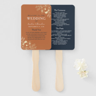 Terracotta Wedding Program Hand Fan