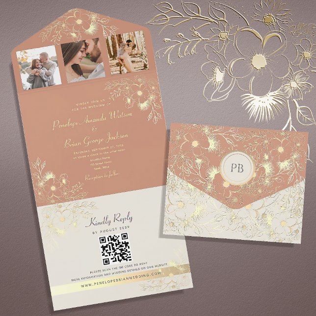 Terracotta Wedding QR Code All In One Invitation (Creator Uploaded)