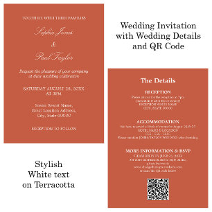 Terracotta Wedding QR Code RSVP Invitation