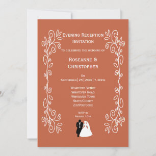 Terracotta Wedding Reception Invitation BrideGroom