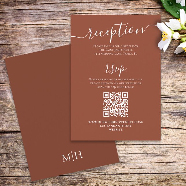 Terracotta Wedding Reception RSVP Custom Enclosure Card (Creator Uploaded)