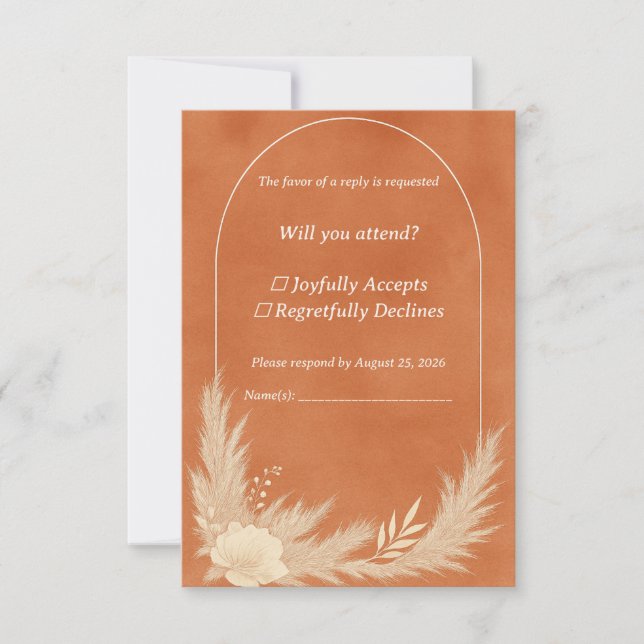 Terracotta Wedding RSVP Card (Front)