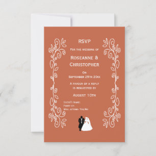 Terracotta Wedding RSVP Card Bride Groom Design