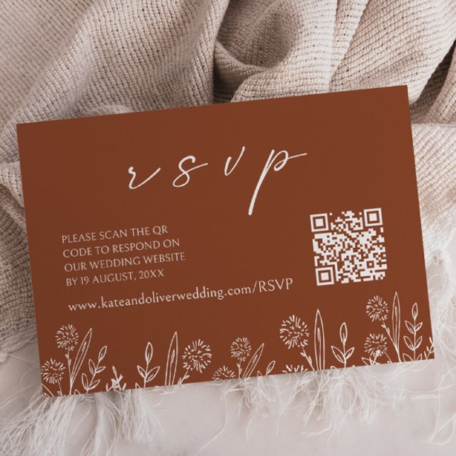 Terracotta Wedding RSVP | QR Code Enclosure Card (Creator Uploaded)