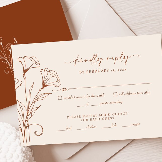 Terracotta Wedding RSVP Reply Card (Creator Uploaded)