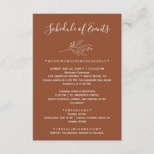 Terracotta Wedding Schedule Card