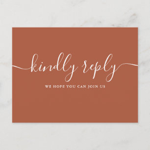 Terracotta Wedding Song Request RSVP Postcard