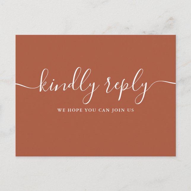 Terracotta Wedding Song Request RSVP Postcard (Front)