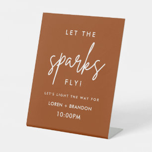 Terracotta Wedding Sparkler Send Off Pedestal Sign