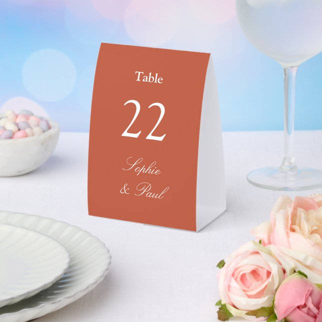 Terracotta Wedding Table Number Paper Table Tent (Insitu(Wedding))
