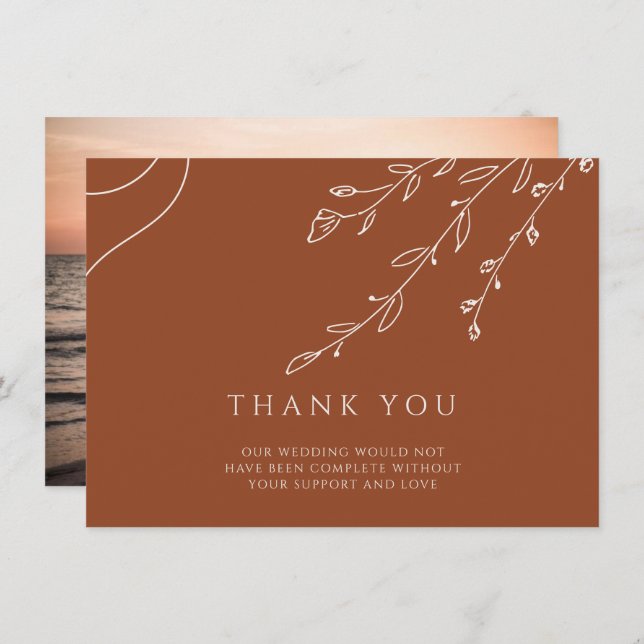 Terracotta Wedding Thank You Card with Photo (Front/Back)