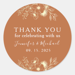 Terracotta Wedding Thank You Classic Round Sticker