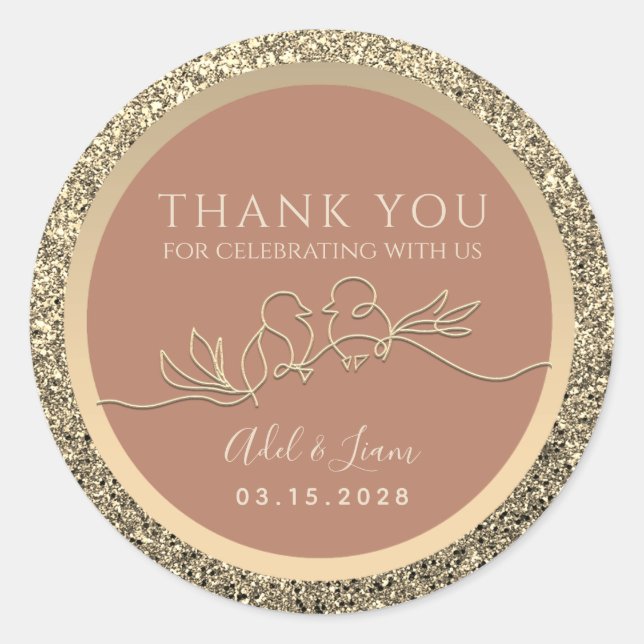 Terracotta Wedding Thank You Classic Round Sticker (Front)
