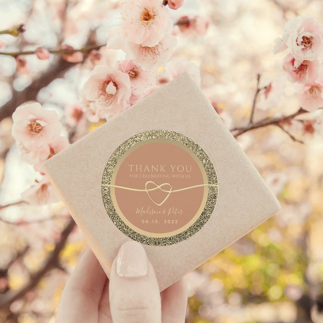 Terracotta Wedding Thank You Favour Classic Round Sticker (Creator Uploaded)