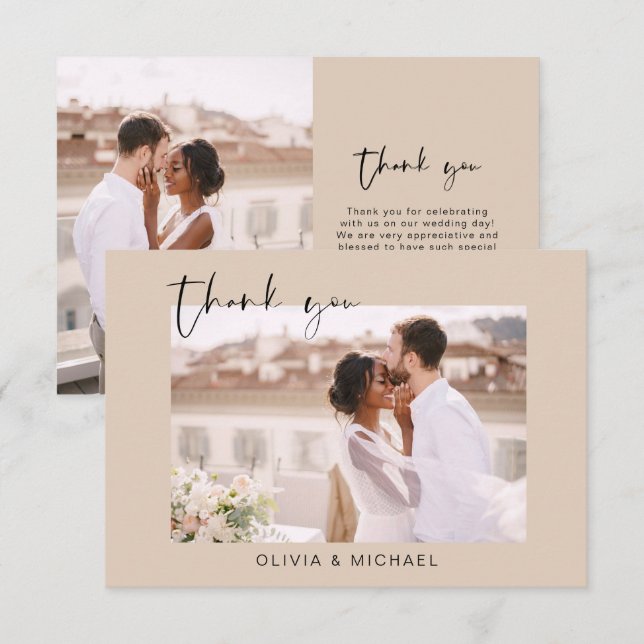 Terracotta Wedding Thank You Photo Minimalist (Front/Back)