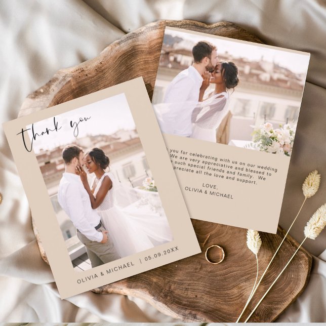 Terracotta Wedding Thank You Photo Minimalist Card (Creator Uploaded)