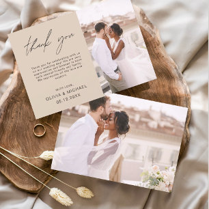 Terracotta Wedding Thank You Photo Minimalist Card