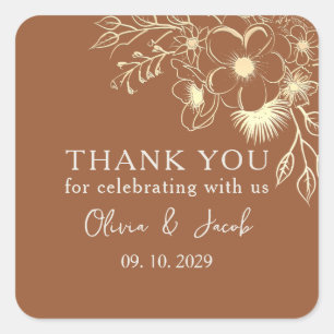 Terracotta Wedding Thank You Square Sticker