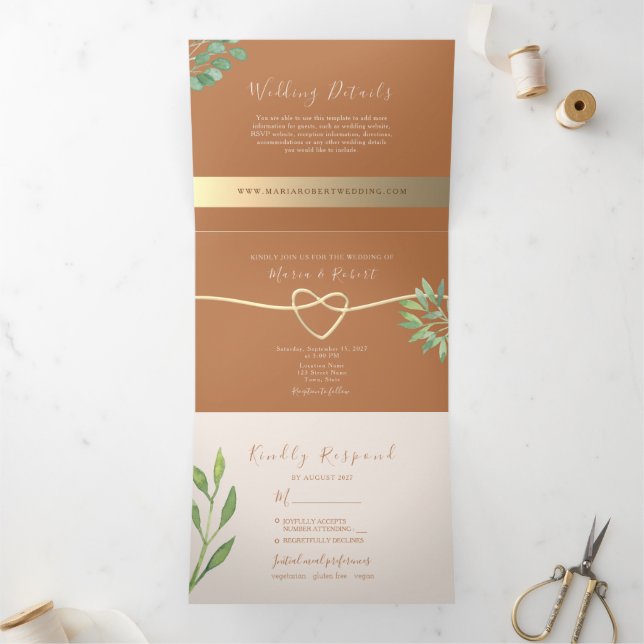 Terracotta Wedding Tri-Fold Invitation (Inside)
