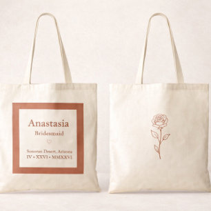 Terracotta Wedding Welcome Bag Tote with Rose