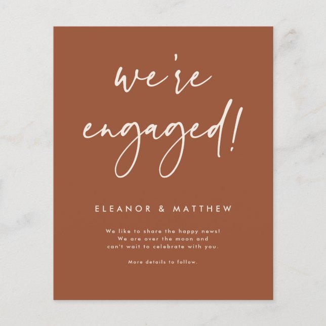 Terracotta We're Engaged Engagement Announcement (Front)