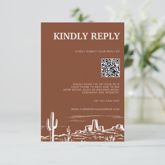Terracotta Western Desert RSVP Response Card (Standing Front)