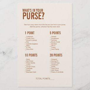 Terracotta What's In Your Purse Bridal Shower Game