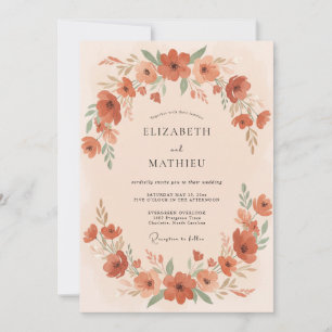 Terracotta Whimsical Autumn Wedding Invitation