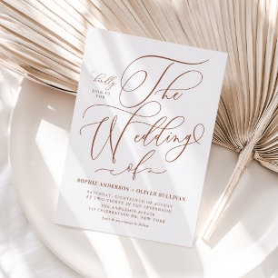 Terracotta Whimsical Calligraphy Wedding Invitation Postcard