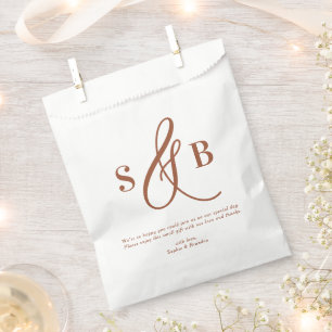 Terracotta Whimsical Calligraphy Wedding Monogram Favour Bags