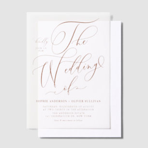 Terracotta Whimsical Calligraphy Wedding Vellum Invitations