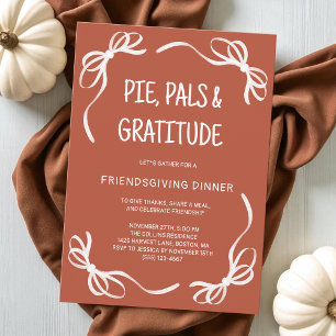 Terracotta Whimsical Hand Drawn Bow Friendsgiving Invitation