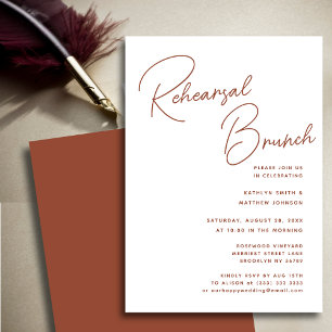 Terracotta Whimsical Script Chic Rehearsal Brunch Invitation