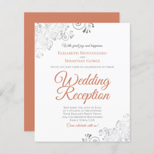 Terracotta & White BUDGET Wedding Reception Invite