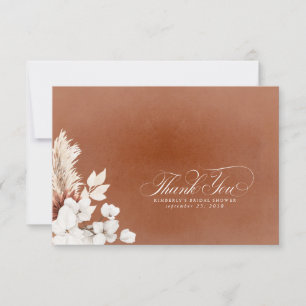 Terracotta White Floral Boho Small Thank You Card