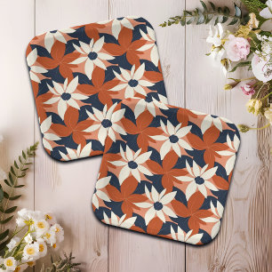 Terracotta White Floral Elegant Paper Plate