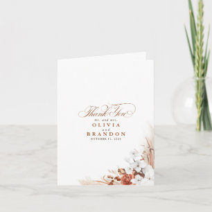 Terracotta White Floral Wedding Thank You Card