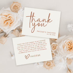 Terracotta & White Minimalist Bridal Shower Flat Thank You Card